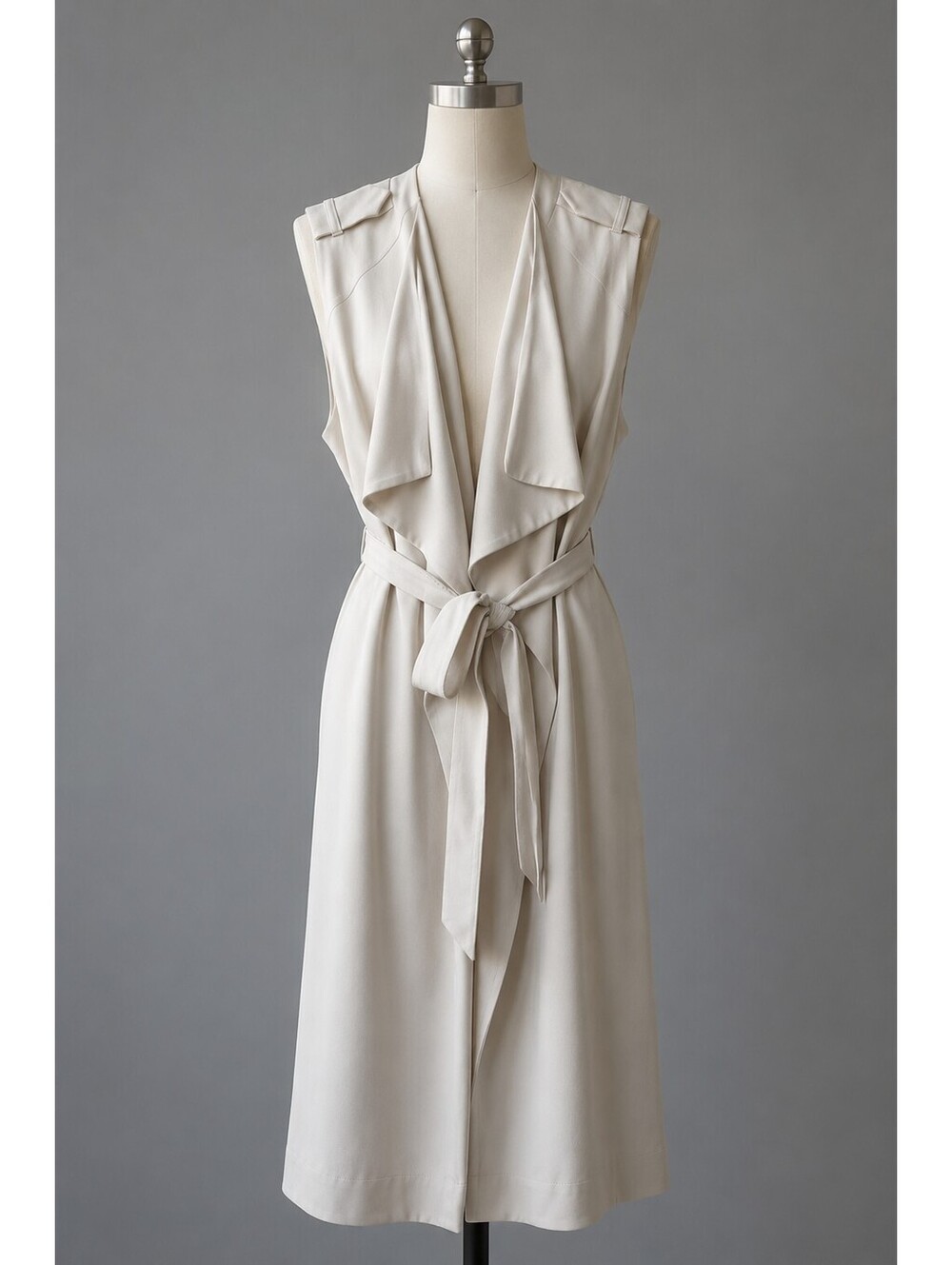 H&M Waterfall Trench Vest Longline Tie Waist 6